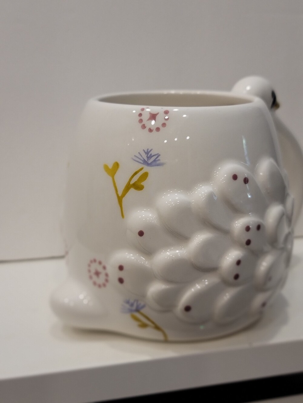 LANG by Design Group White Swan Floral Embossed Ceramic Mug Cottagecore EUC - Picture 3 of 7